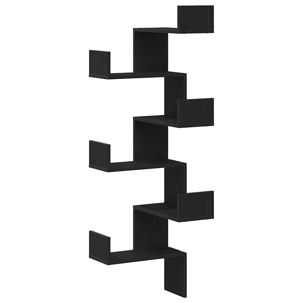 Mensola Angolare da Parete Rovere Nero 45 x 45 x 147 cm