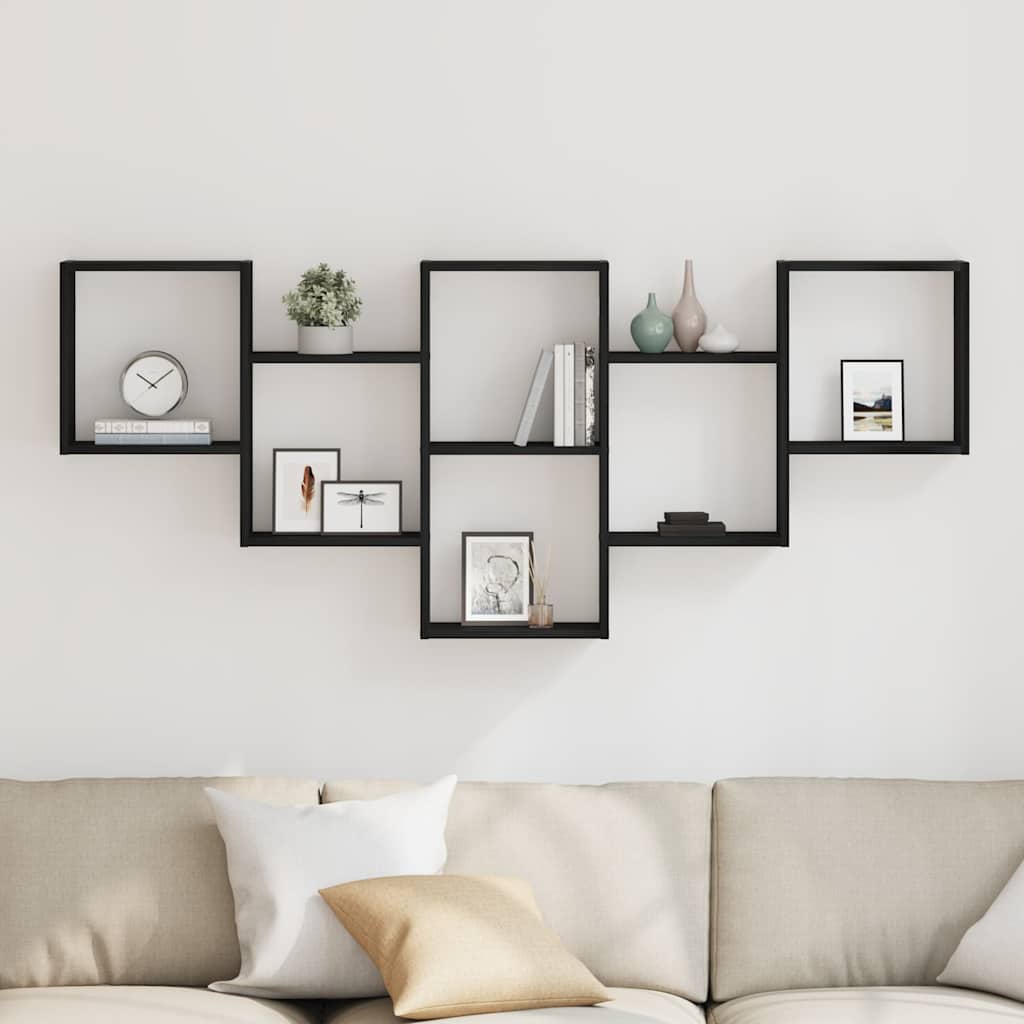 Scaffale a Parete Rovere Nero 159x18x66 cm in Truciolato