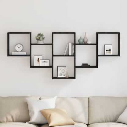 Scaffale a Parete Rovere Nero 159x18x66 cm in Truciolato