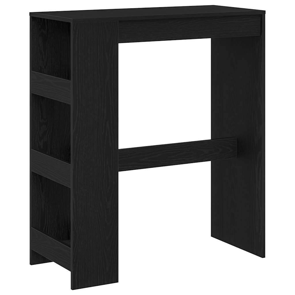 Tavolo Bar con Rastrelliera Rovere Nero 90x40x103,5 cm