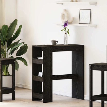 Tavolo Bar con Rastrelliera Rovere Nero 90x40x103,5 cm
