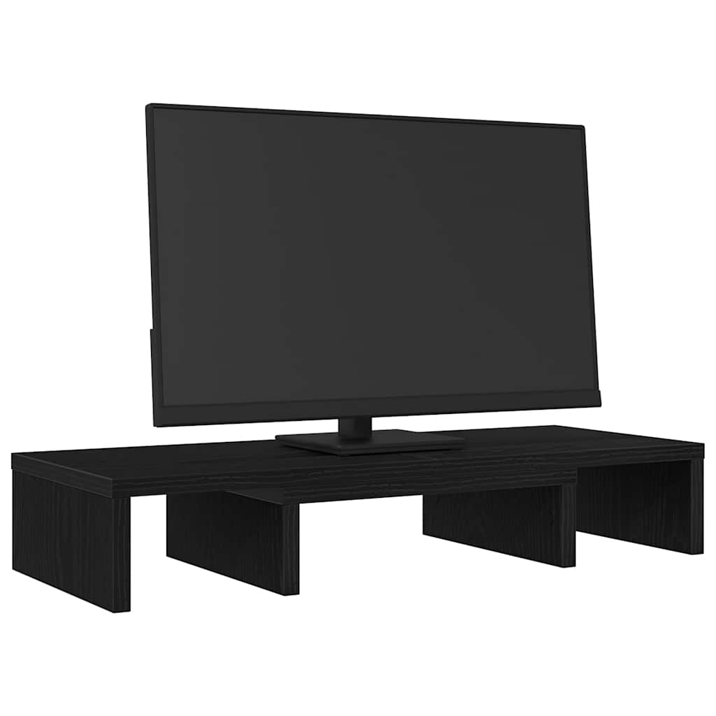 Supporto Monitor Regolabile Rovere Nero 60x24x10,5cm Truciolato