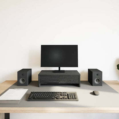 Supporto Monitor con Cassetti Rovere Nero 50x27x15cm Truciolato