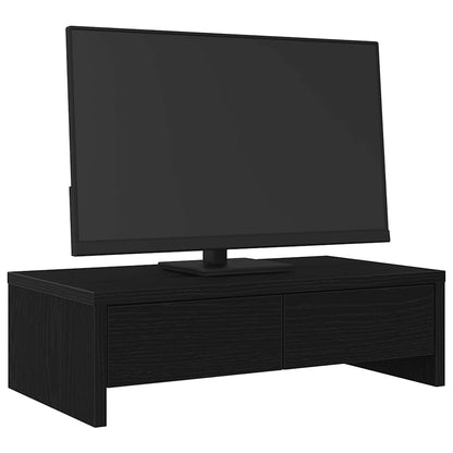 Supporto Monitor con Cassetti Rovere Nero 50x27x15cm Truciolato