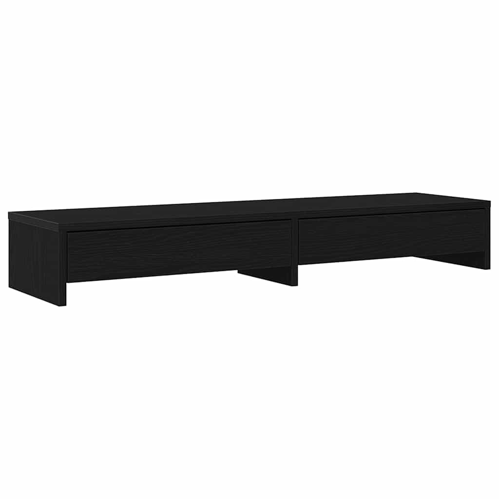 Supporto Monitor con Cassetti Rovere Nero 100x27x15 cm