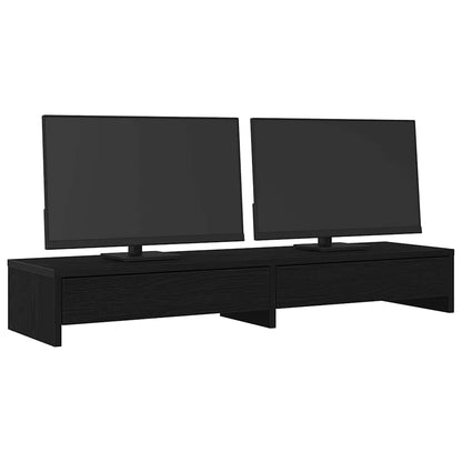 Supporto Monitor con Cassetti Rovere Nero 100x27x15 cm