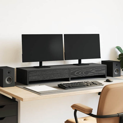 Supporto Monitor con Cassetti Rovere Nero 100x27x15 cm