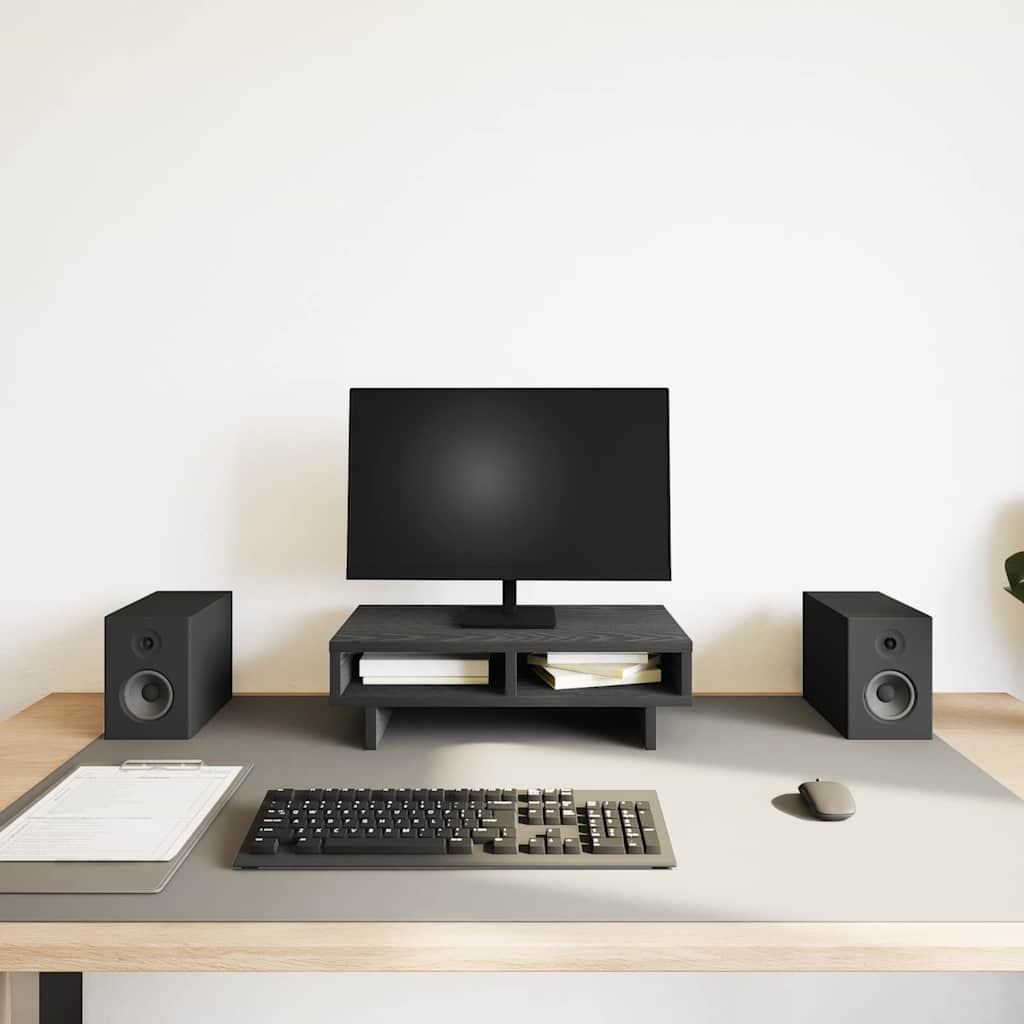 Supporto per Monitor Rovere Nero 50x27x15 cm in Truciolato