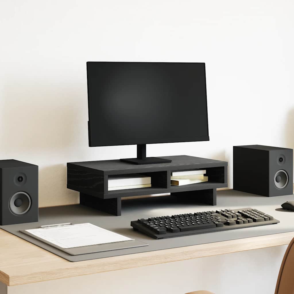 Supporto per Monitor Rovere Nero 50x27x15 cm in Truciolato