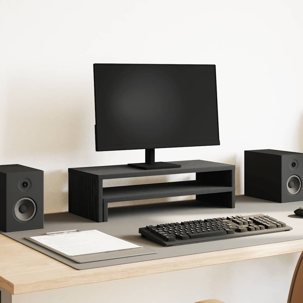 Supporto per Monitor Rovere Nero 54x22x15 cm in Truciolato