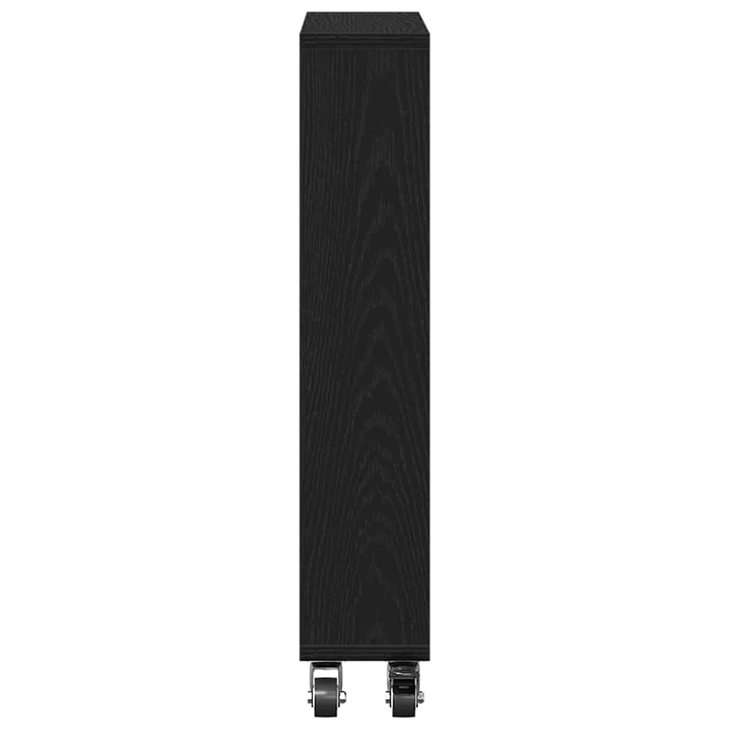 Carrello di Stoccaggio Stretto Rovere Nero 48 x 13 x 68 cm