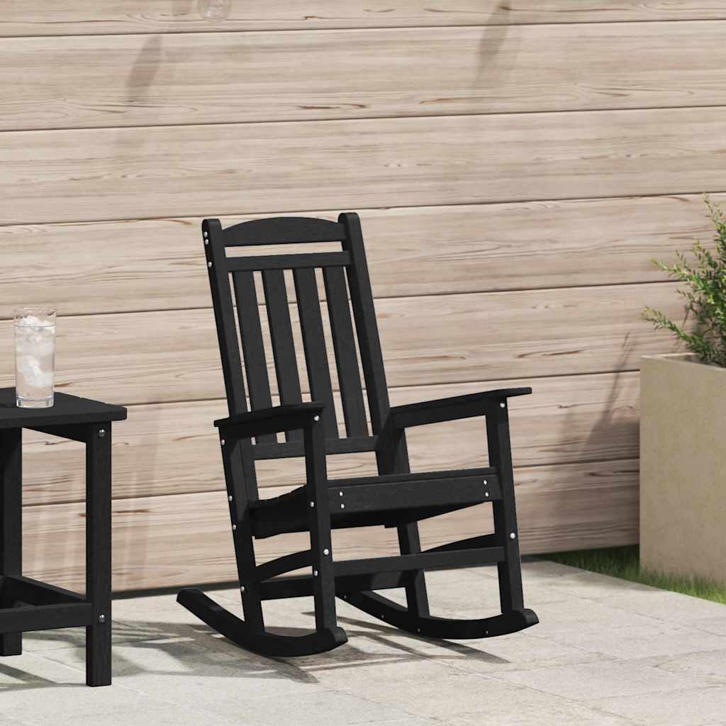 Sedia a dondolo da giardino Nero 92 x 70 x 108cm HDPE