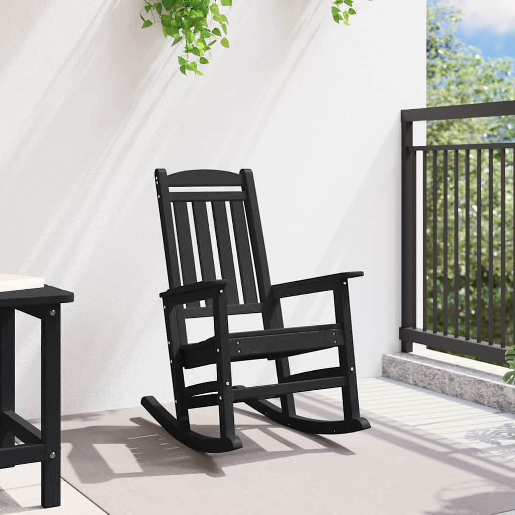 Sedia a dondolo da giardino Nero 92 x 70 x 108cm HDPE