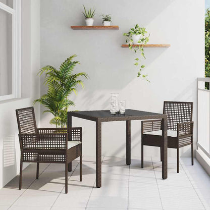 Set da Pranzo per Giardino 3 pcs Marrone polyrattan