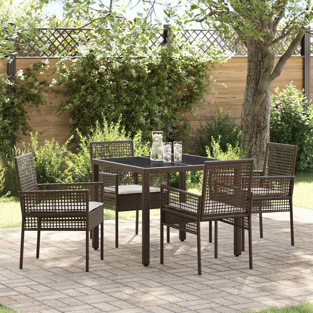 Set da Pranzo per Giardino 5 pcs Marrone polyrattan