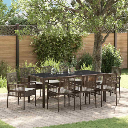 Set da Pranzo per Giardino 9 pcs Marrone polyrattan