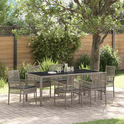 Set da Pranzo per Giardino 7 pcs Grigio polyrattan