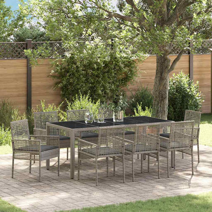 Set da Pranzo per Giardino 9 pcs Grigio polyrattan