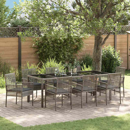 Set da Pranzo per Giardino 9 pcs Grigio polyrattan