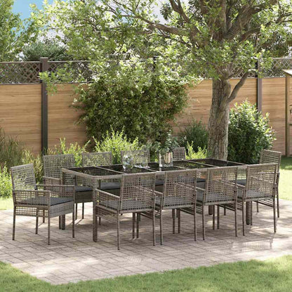 Set da Pranzo per Giardino 11 pcs Grigio polyrattan