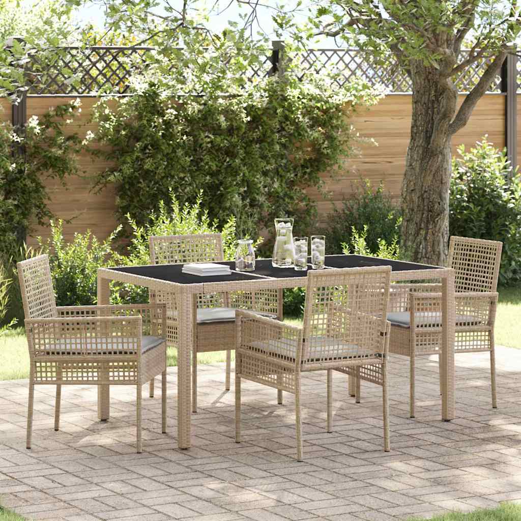 Set da Pranzo per Giardino 5 pcs Beige polyrattan