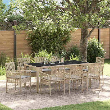 Set da Pranzo per Giardino 9 pcs Beige polyrattan