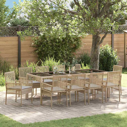 Set da Pranzo per Giardino 11 pcs Beige polyrattan