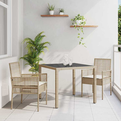 Set da Pranzo per Giardino 3 pcs Beige polyrattan