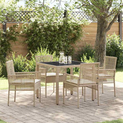 Set da Pranzo per Giardino 5 pcs Beige polyrattan
