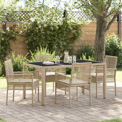 Set da Pranzo per Giardino 5 pcs Beige polyrattan
