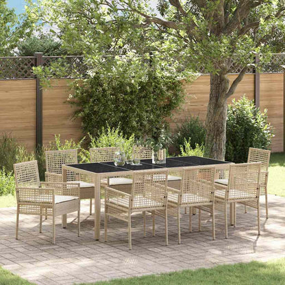 Set da Pranzo per Giardino 9 pcs Beige polyrattan