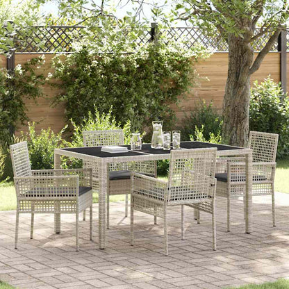 Set da Pranzo per Giardino 5 pcs Grigio chiaro polyrattan