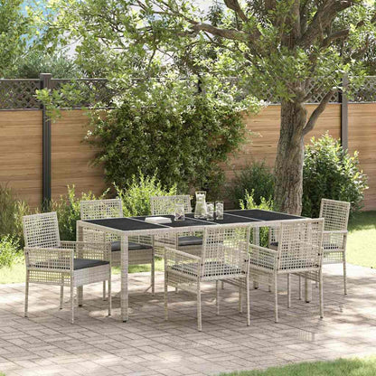 Set da Pranzo per Giardino 7 pcs Grigio chiaro polyrattan
