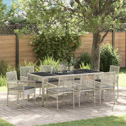 Set da Pranzo per Giardino 9 pcs Grigio chiaro polyrattan