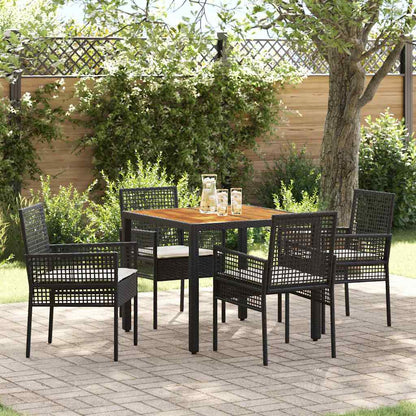 Set da Pranzo per Giardino 5 pcs Nero polyrattan