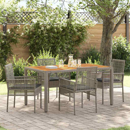 Set da Pranzo per Giardino 5 pcs Grigio polyrattan