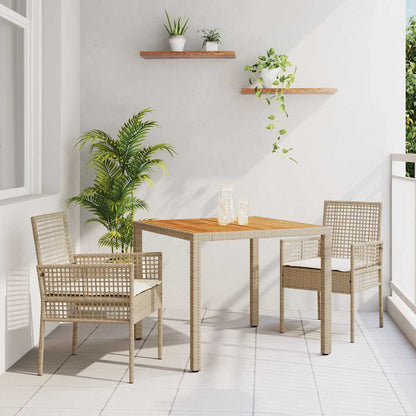 Set da Pranzo per Giardino 3 pcs Beige polyrattan