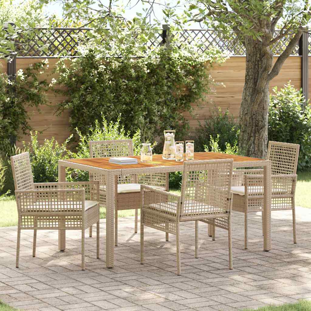 Set da Pranzo per Giardino 5 pcs Beige polyrattan