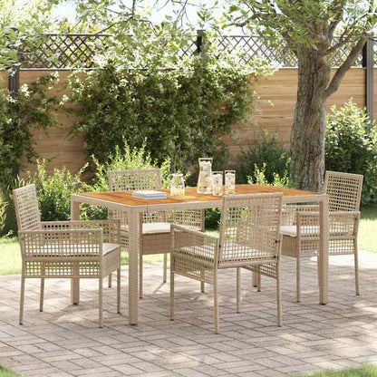 Set da Pranzo per Giardino 5 pcs Beige polyrattan