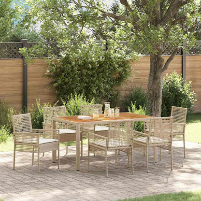 Set da Pranzo per Giardino 7 pcs Beige polyrattan