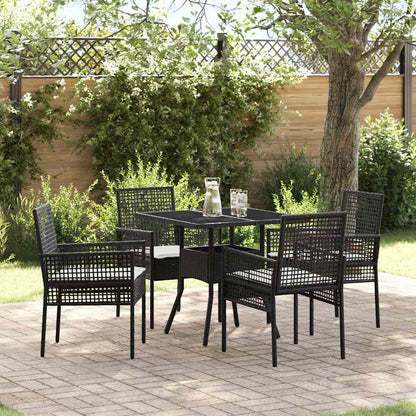 Set da Pranzo per Giardino 5 pcs Nero polyrattan