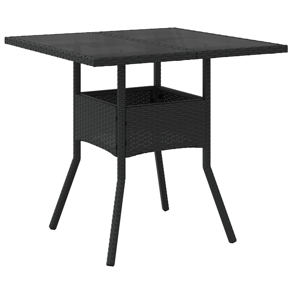 Set da Pranzo per Giardino 5 pcs Nero polyrattan