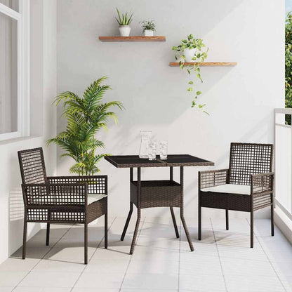 Set da Pranzo per Giardino 3 pcs Marrone polyrattan