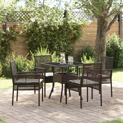 Set da Pranzo per Giardino 5 pcs Marrone polyrattan