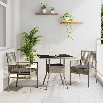 Set da Pranzo per Giardino 3 pcs Grigio polyrattan
