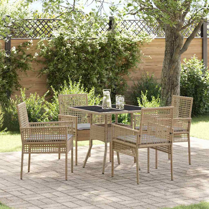 Set da Pranzo per Giardino 5 pcs Beige polyrattan