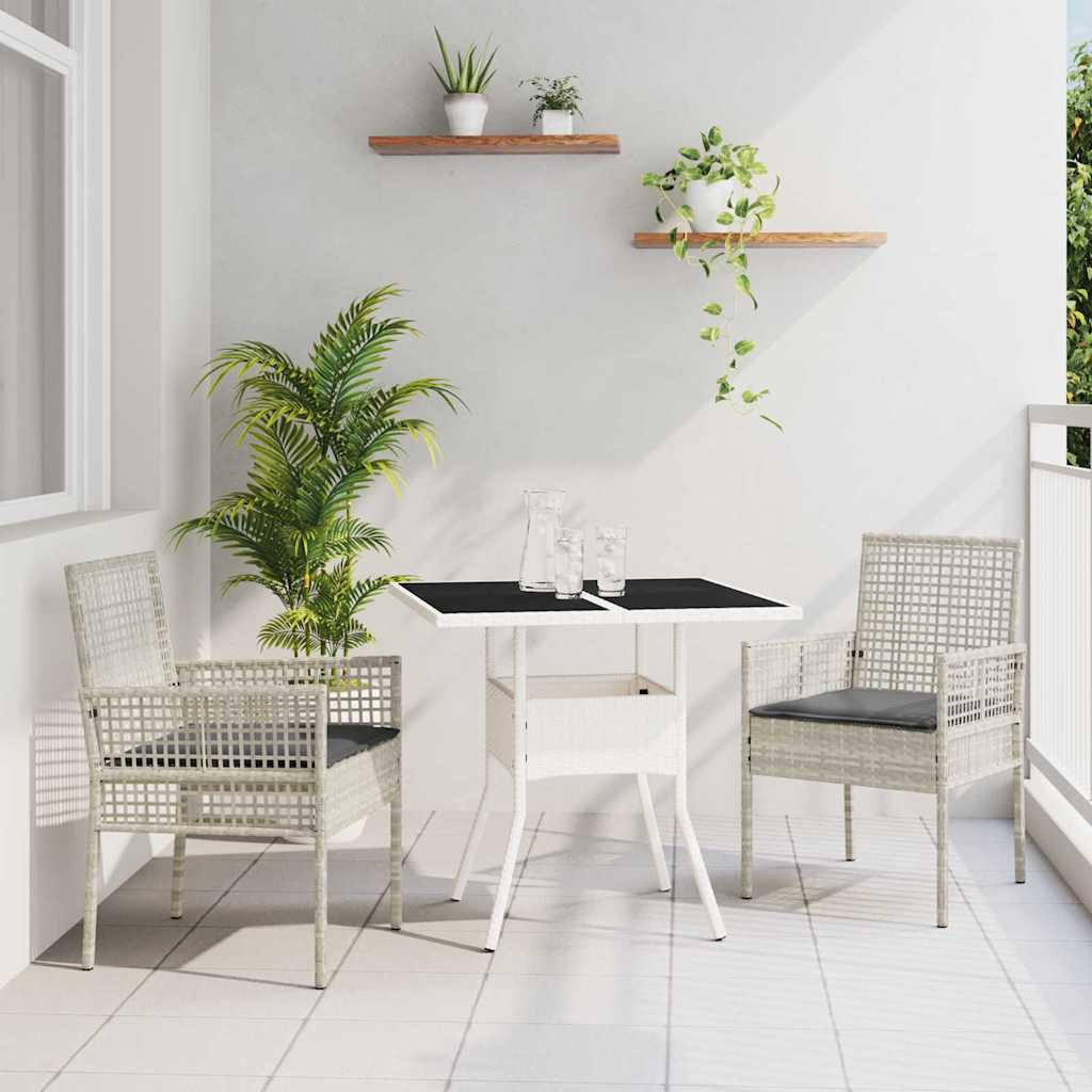 Set da Pranzo per Giardino 3 pcs Grigio chiaro polyrattan