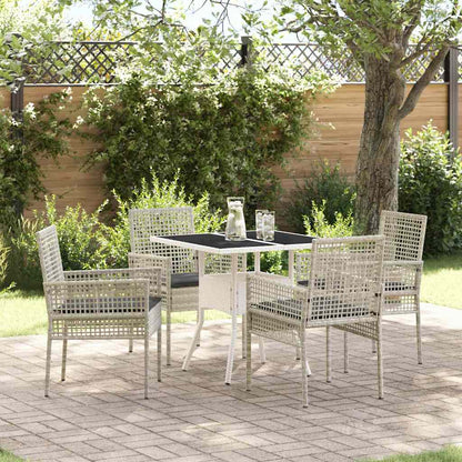 Set da Pranzo per Giardino 5 pcs Grigio chiaro polyrattan