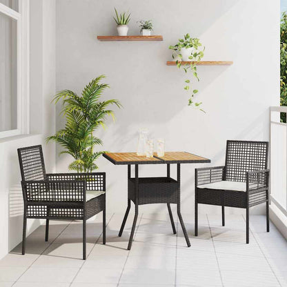Set da Pranzo per Giardino 3 pcs Nero polyrattan