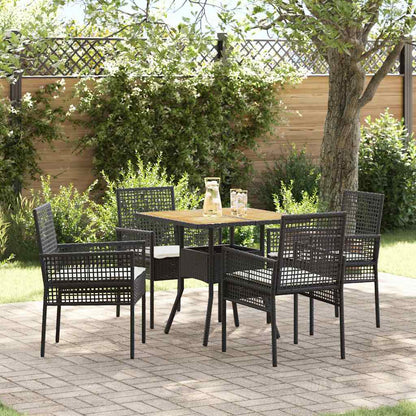 Set da Pranzo per Giardino 5 pcs Nero polyrattan